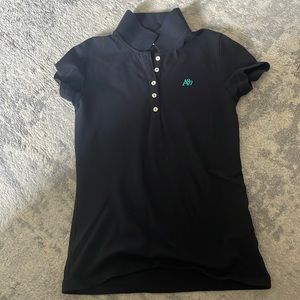 Aeropostale black collared half buttoned polo